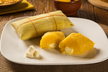 Pamonha and Curau cart sale - typical food of green corn - tasty