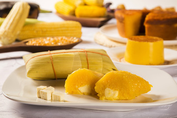 Pamonha with cheese - typical food of green corn - tasty and che