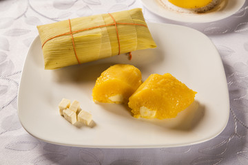 Pamonha with cheese - typical food of green corn - tasty and che
