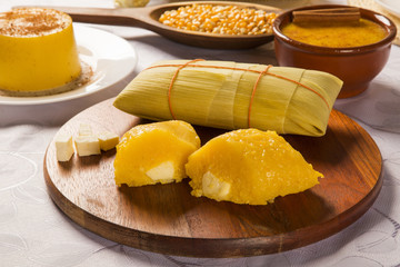 Pamonha with cheese - typical food of green corn - tasty and che