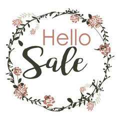Boho Sale Desing in color with flowers and leaves