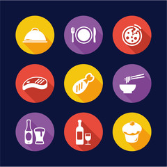 Lunch Icons Flat Design Circle