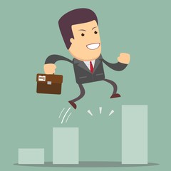 Businessman Jump Through The Gap In Growth Chart.