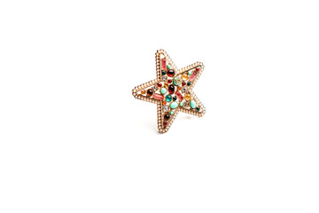 brooch star made of wire and beads