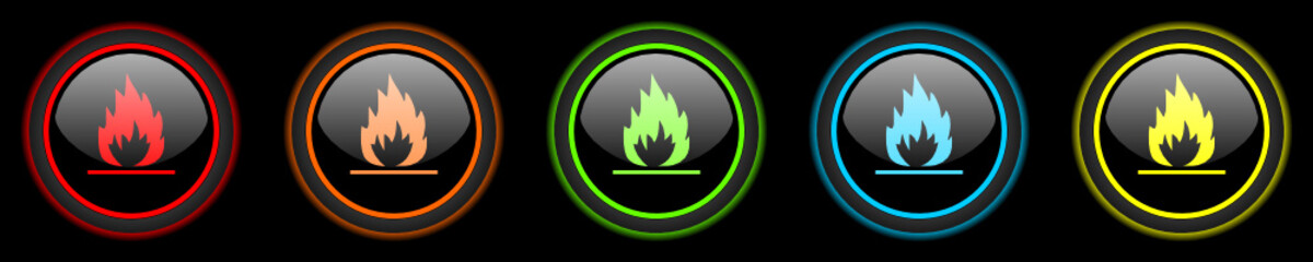 flame colored vector icons set