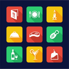 Dinner Icons Flat Design