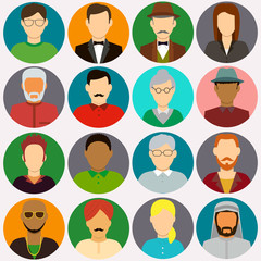 People avatar icons. People Flat Icons. Vector