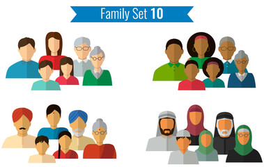 Family icons set. Traditional culture, national family. Vector