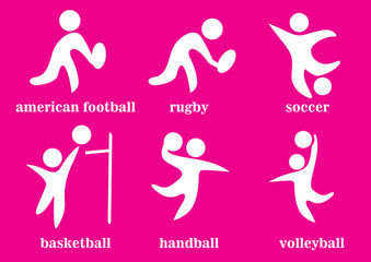 rugby, soccer, handball, voleyball, american football, basketball, team sport icons