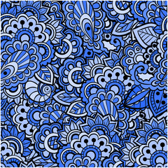 Seamless abstract  colorful pattern, doodle background, hand drawing