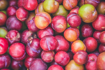 Close-Up View Of Plum / Close-Up View Of Plum Scattered Around. (View From Above)