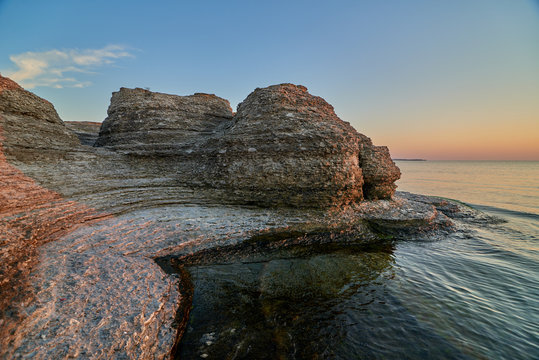 Byrums Raukar - spectacular rock towers at the shore of the island Oeland, Sweden