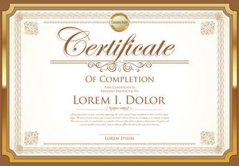 Certificate or diploma template retro vintage design