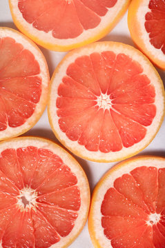 Close up of  fresh grapefruit slices