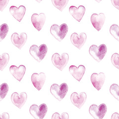 Seamless pattern with Watercolor hearts