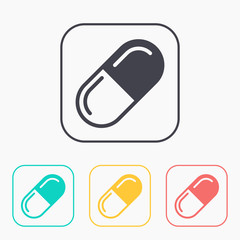medical pill vector color icon set