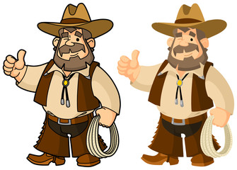 Texas cowboy from the Wild West. Gesture approval.