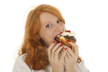 Female baker chef with pastry