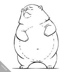 funny cartoon vector brown grizzly bear illustration