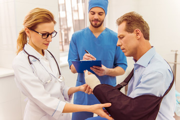 Doctors and patient