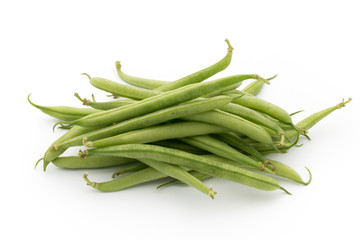 Green beans isolated on a white background.
