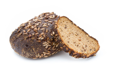 Rye bread isolated on white background.