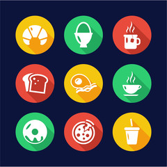 Breakfast Icons Flat Design Circle