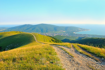 The stony road in the Caucasus mountains, Russia