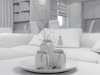 3d render of a living room interior design in the style of moder