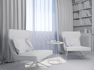 3d render of a living room interior design in the style of moder