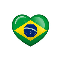 Love Brazil symbol. Heart flag icon. Vector illustration.