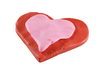 Red heart isolated on the white background