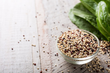 Pile of mixed raw quinoa