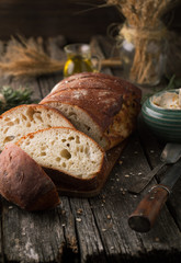 Ciabatta bread, rye, and rosemary