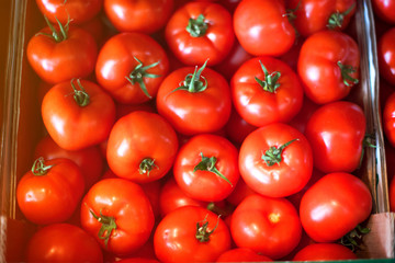 Ripe tomatoes at a farmer's market