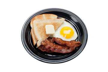 top view of breakfast served in a plate.