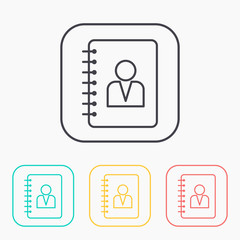 address book outline color icon set