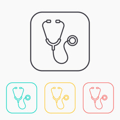 Stethoscope outline color icon set