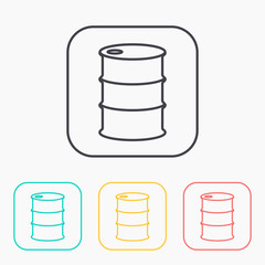 Vector outline color icon set barrels of oil