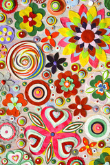 Naklejka premium Abstract background of flowers. Close-up.Zentangle like decorative circular floral elements, made of paper 