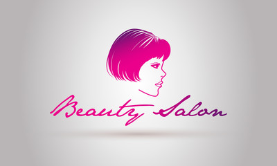 Beauty woman face logo design. Vector template for cosmetic salon.