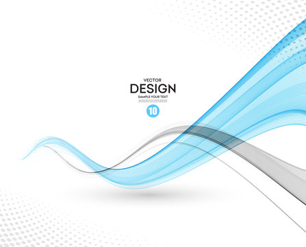 Abstract vector background, gray and blue wavy © Maryna Stryzhak