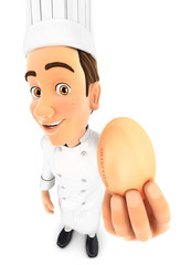 3d head chef holding an egg