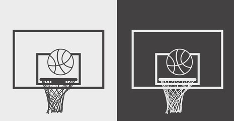 Vector illustration basketball basket, hoop and net. Black and white © woters