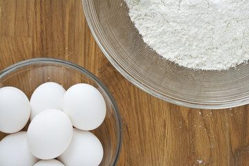 egg and flour in the bowl