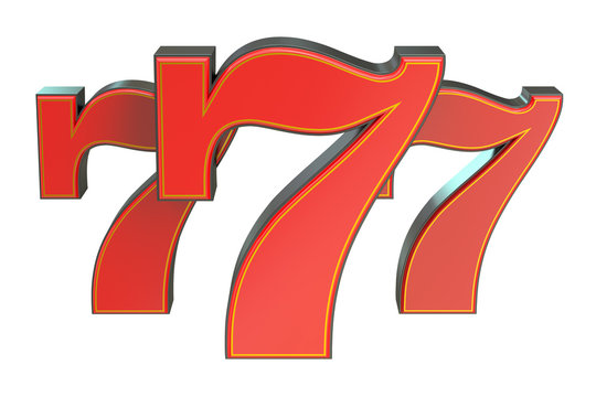 777 Lucky jackpot symbol, 3D rendering