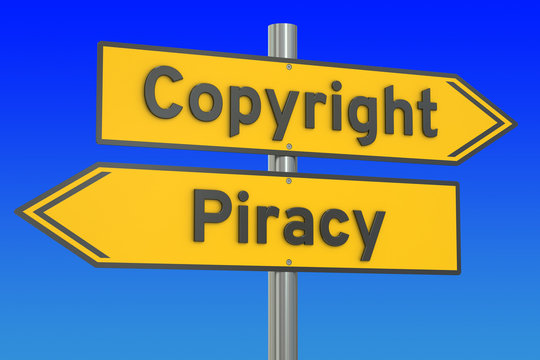 copyright vs piracy concept, 3D rendering