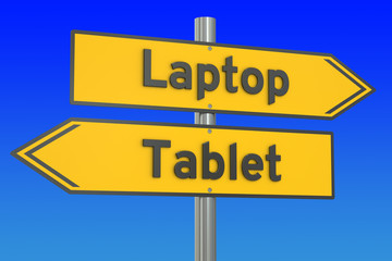 Fototapeta premium laptop vs tablet concept, 3D rendering