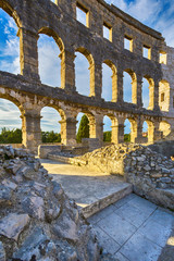 Kroatien, Istrien, Pula, Amphitheater, Detailaufnahme