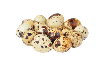 Quail eggs on white